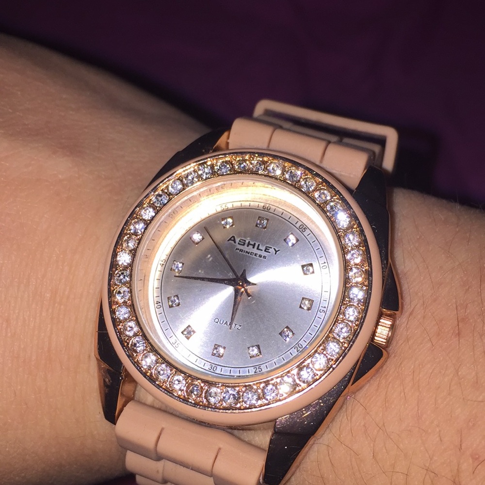 Ashley Rose gold style watch with stones.